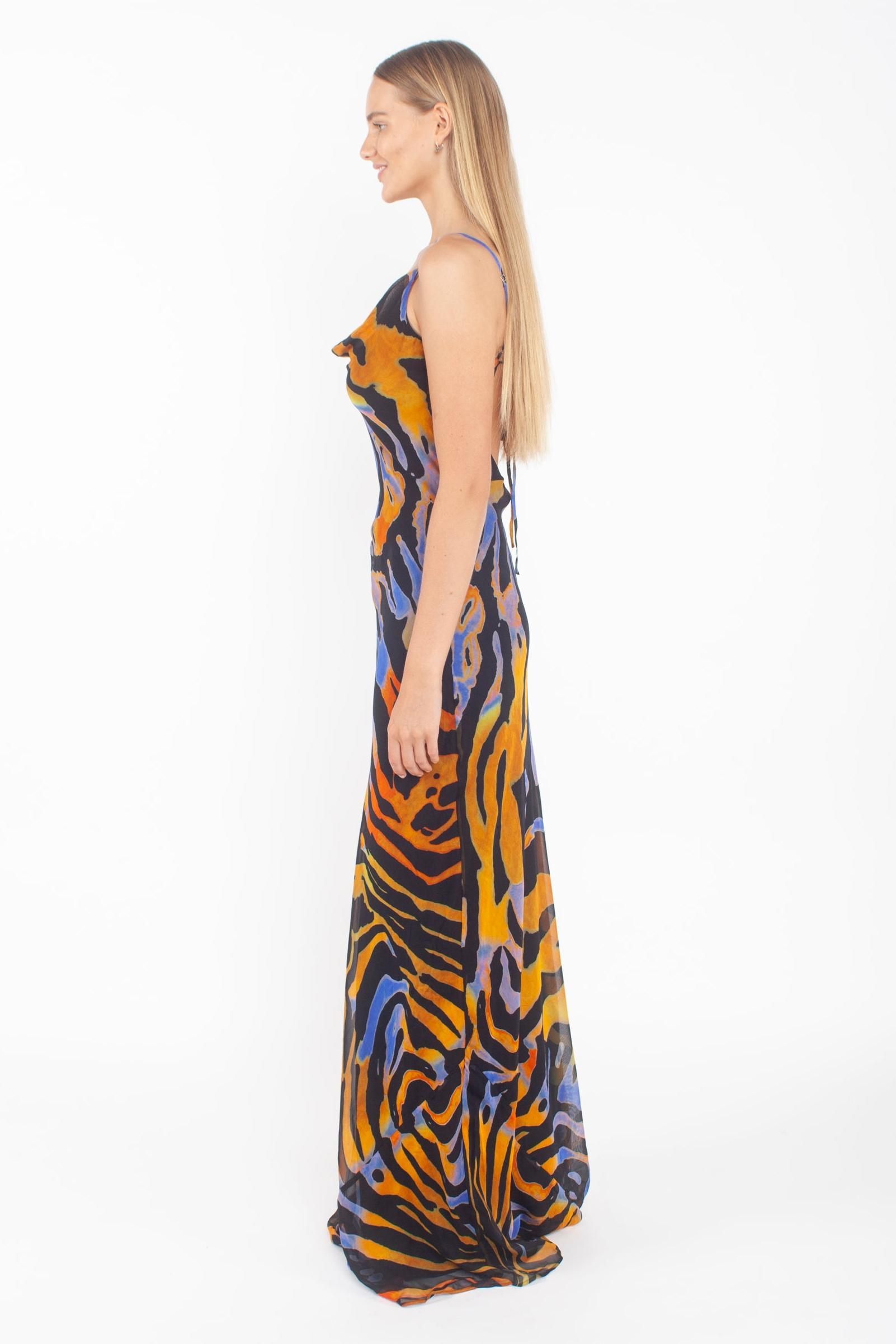 Leopard Print Backless Slip Maxi Dress