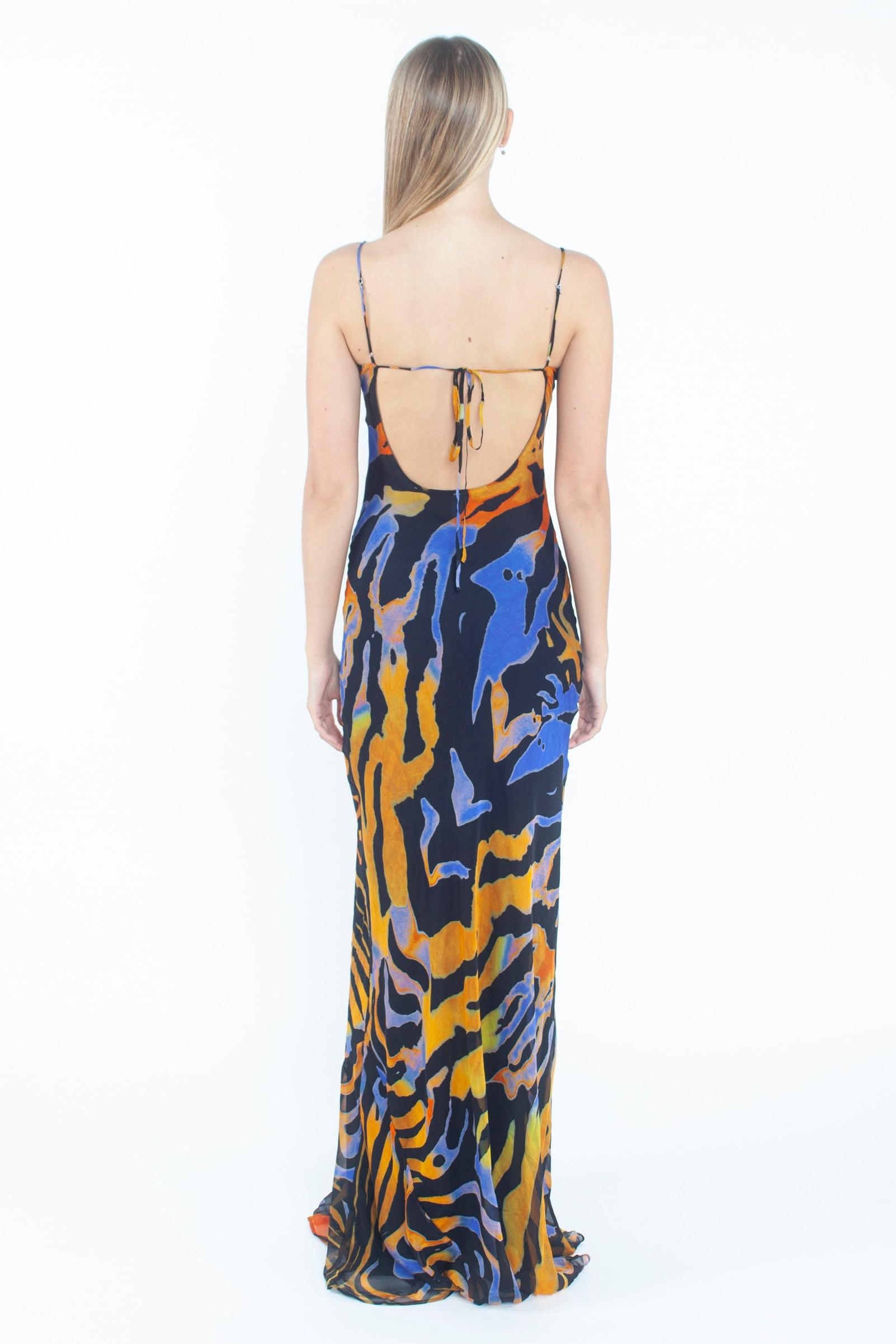 Leopard Print Backless Slip Maxi Dress
