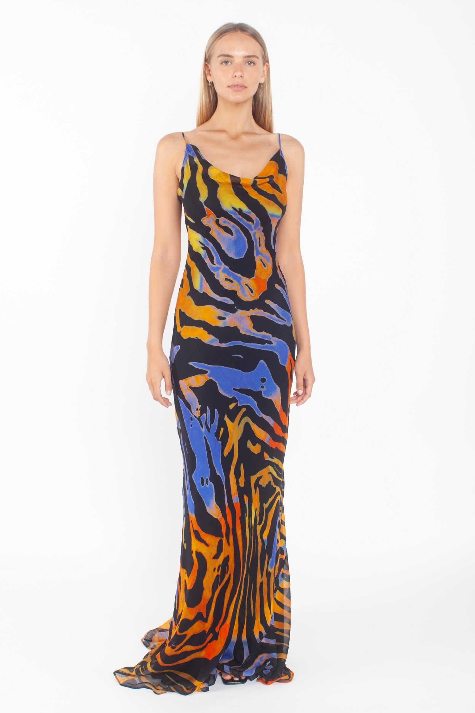 Leopard Print Backless Slip Maxi Dress