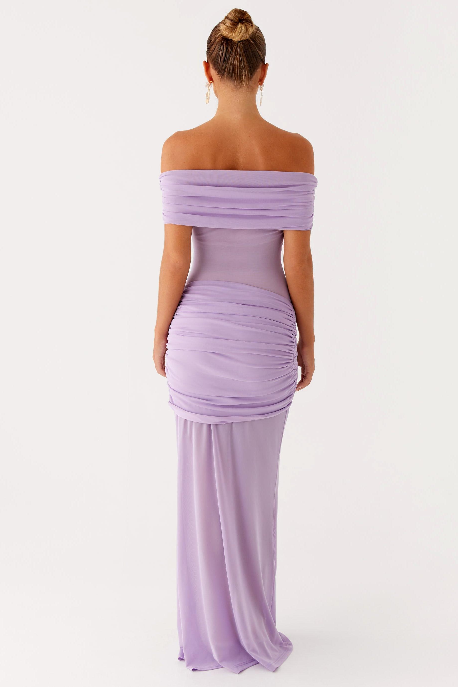 Mesh See-Through Off-Shoulder Maxi Dress