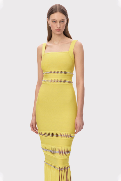 Bandage Rivet Tassel Maxi Dress