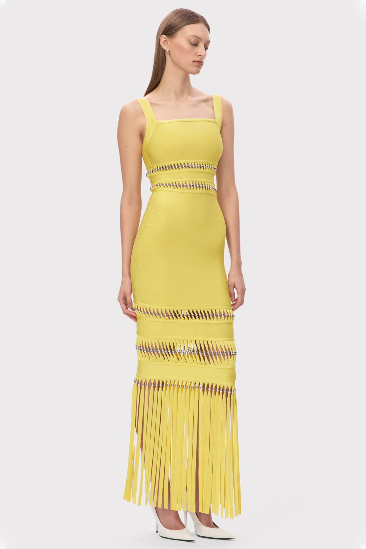 Bandage Rivet Tassel Maxi Dress