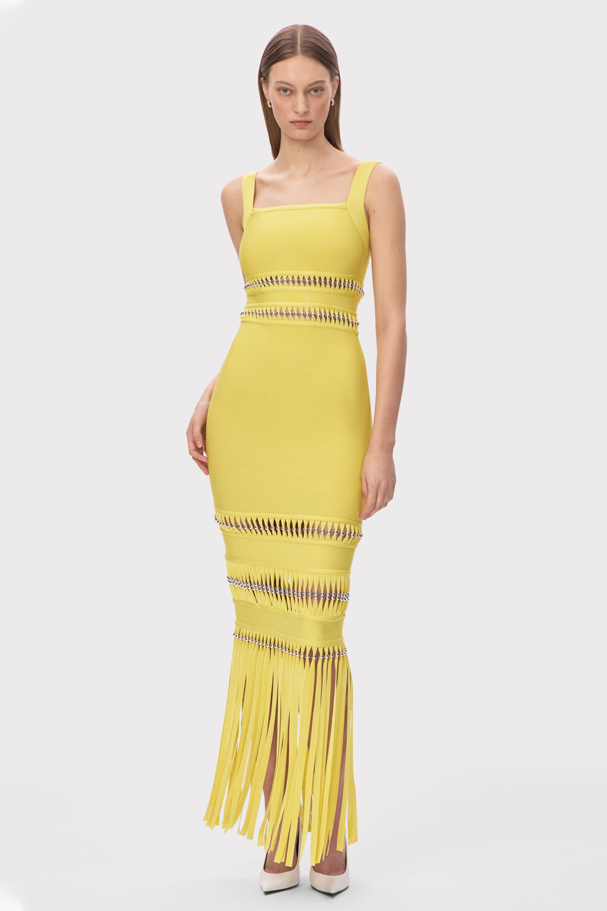 Bandage Rivet Tassel Maxi Dress