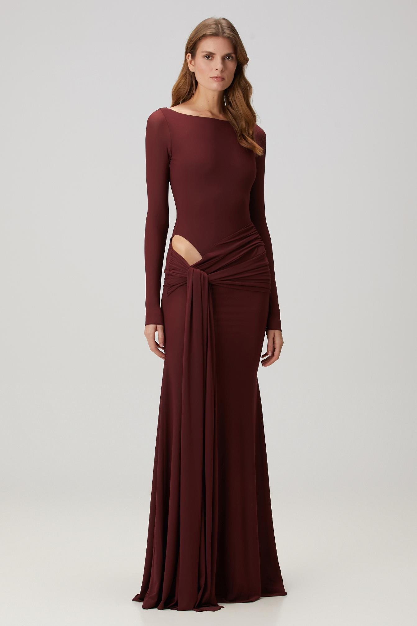 Solid Cut-Out Tie-Up Maxi Dress