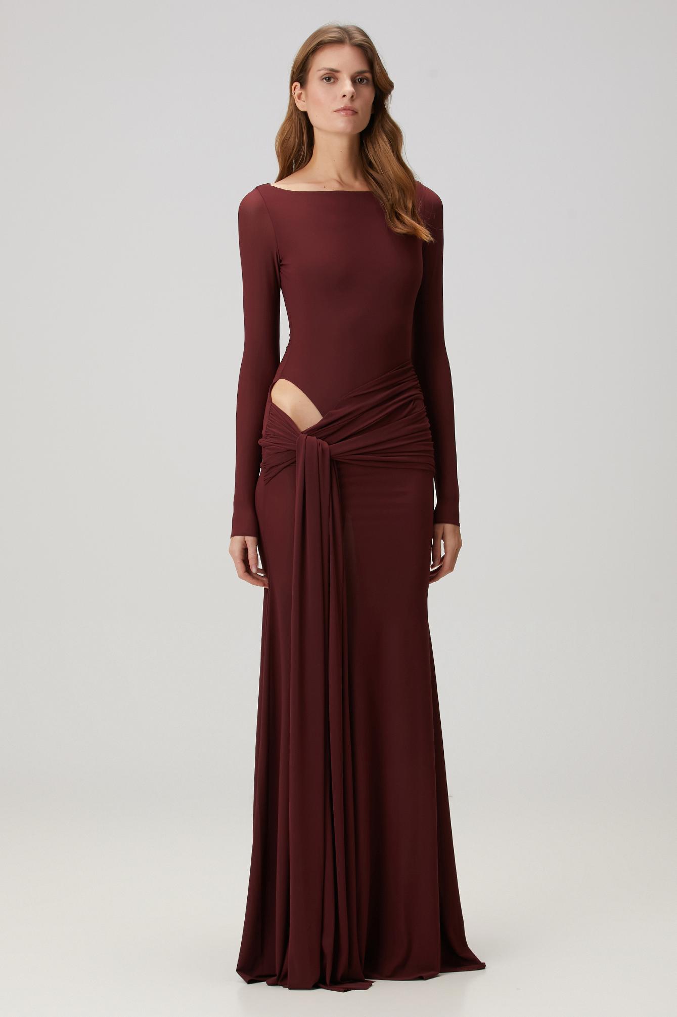 Solid Cut-Out Tie-Up Maxi Dress
