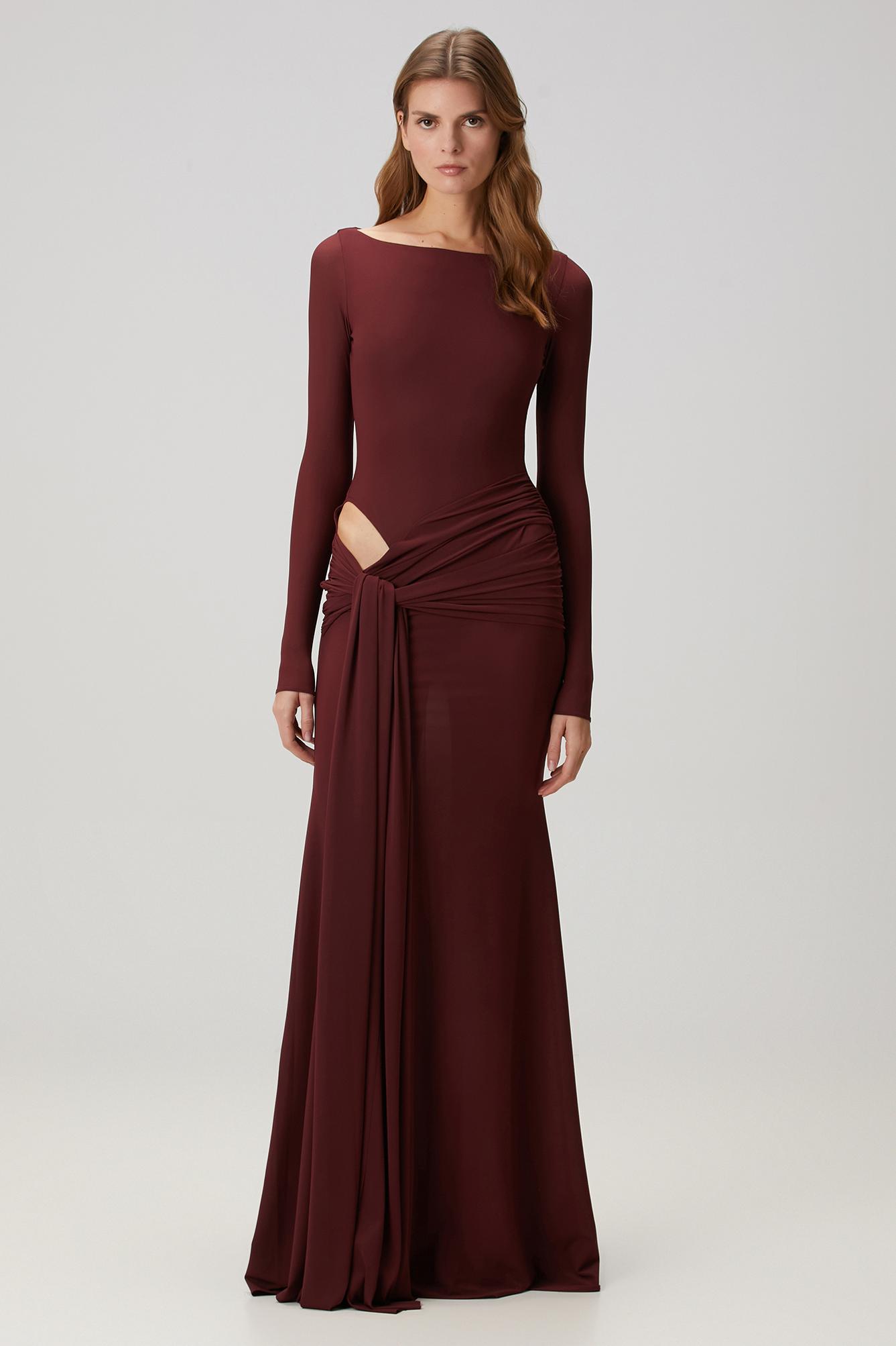Solid Cut-Out Tie-Up Maxi Dress