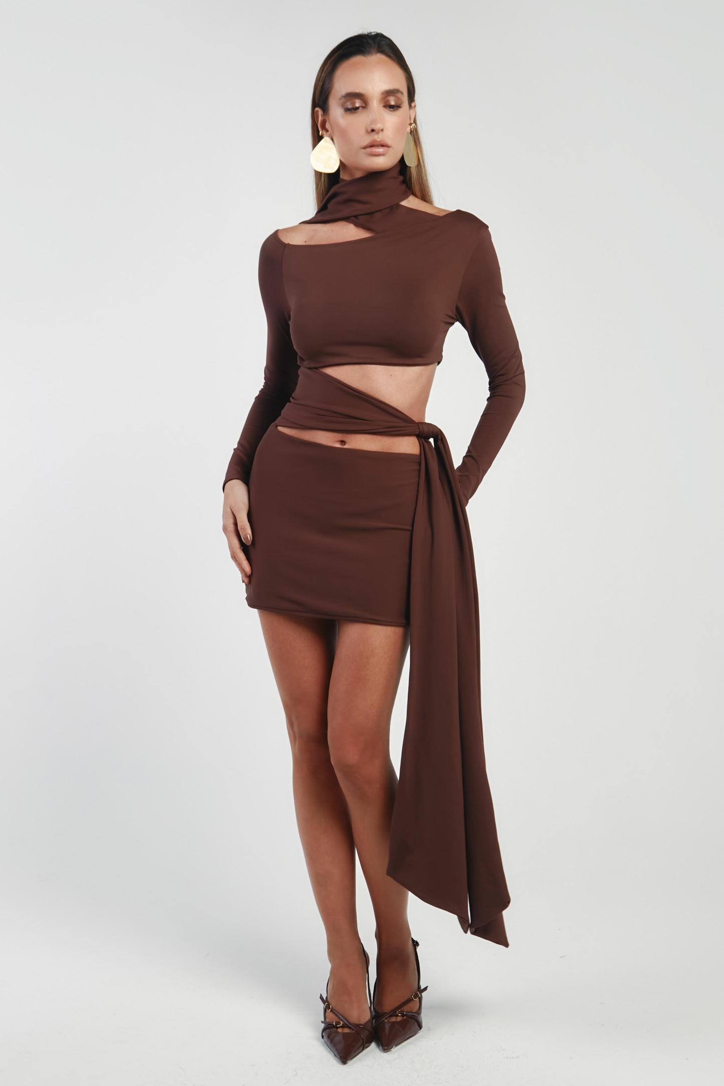 Solid Tie-Up Cut-Out Mini Dress
