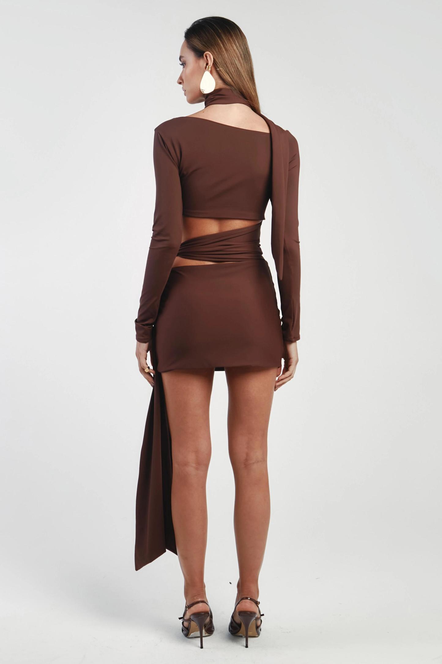 Solid Tie-Up Cut-Out Mini Dress