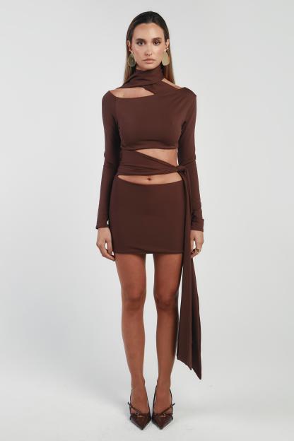 Solid Tie-Up Cut-Out Mini Dress