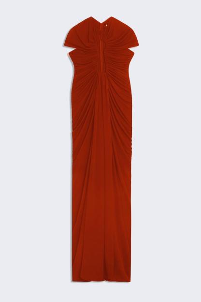 Mesh Gathering Cut-Out Maxi Dress