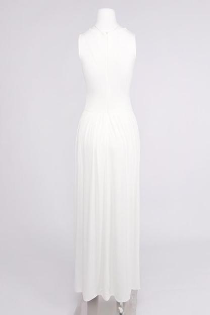 Round Neck Ruched Slit Maxi Dress