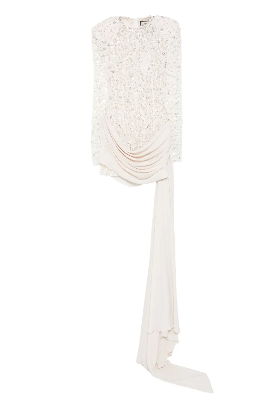 Lace Sequin Long Sleeve Mini Dress