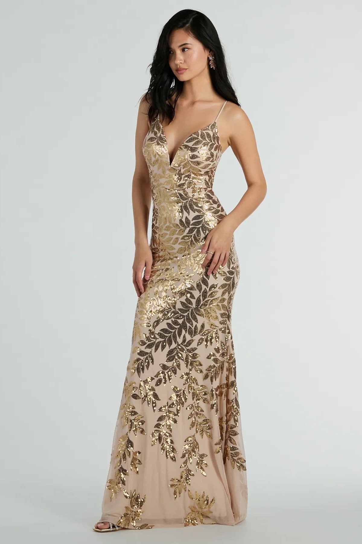 Sequin V-Neck Slip Maxi Dress