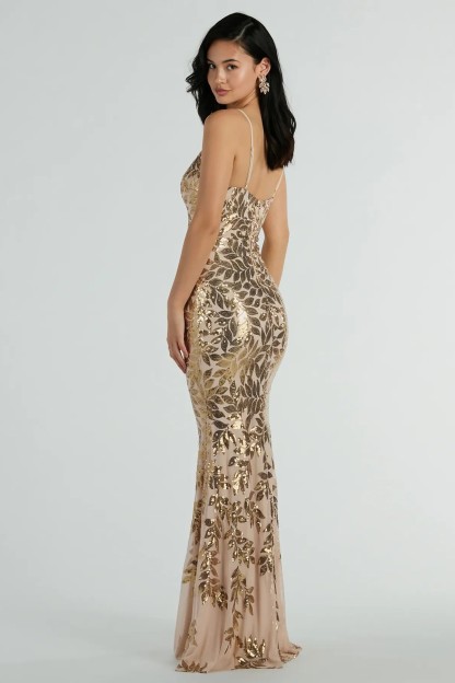 Sequin V-Neck Slip Maxi Dress