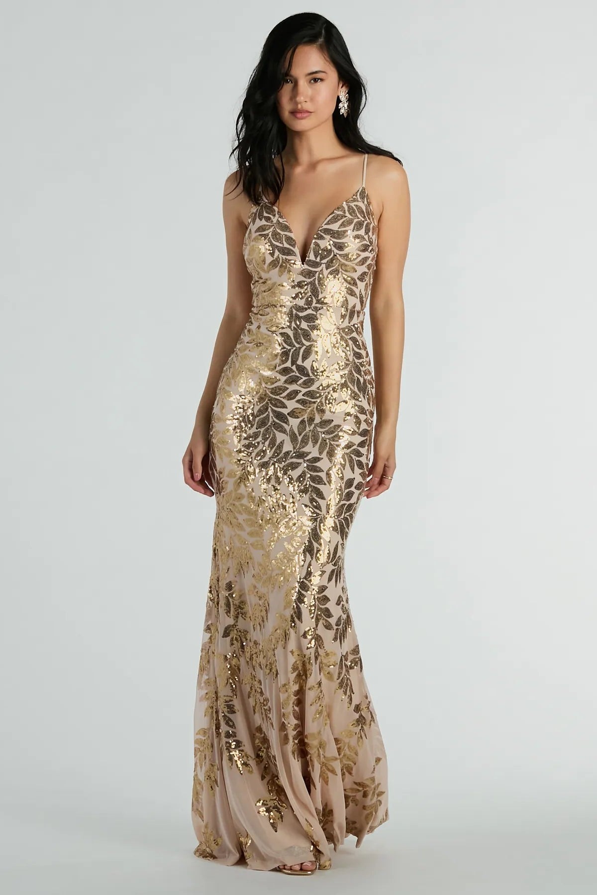 Sequin V-Neck Slip Maxi Dress