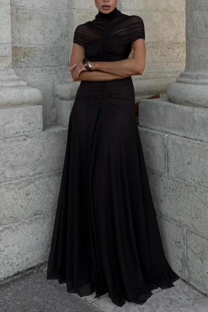 Mesh Ruched Cut-Out Maxi Dress