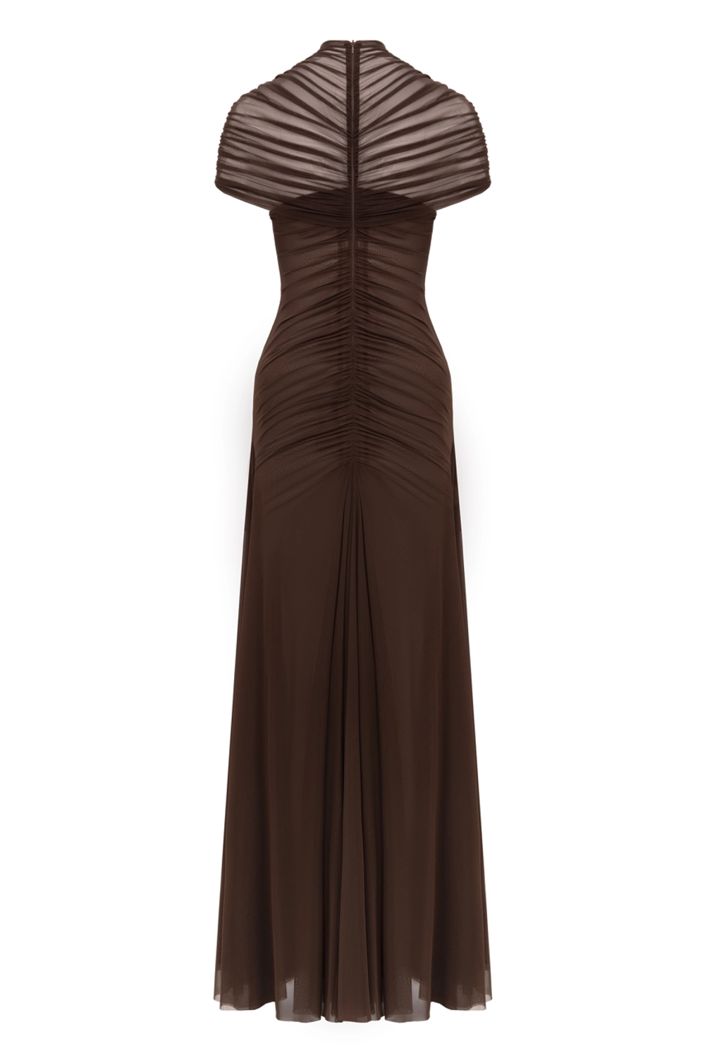 Mesh Ruched Cut-Out Maxi Dress
