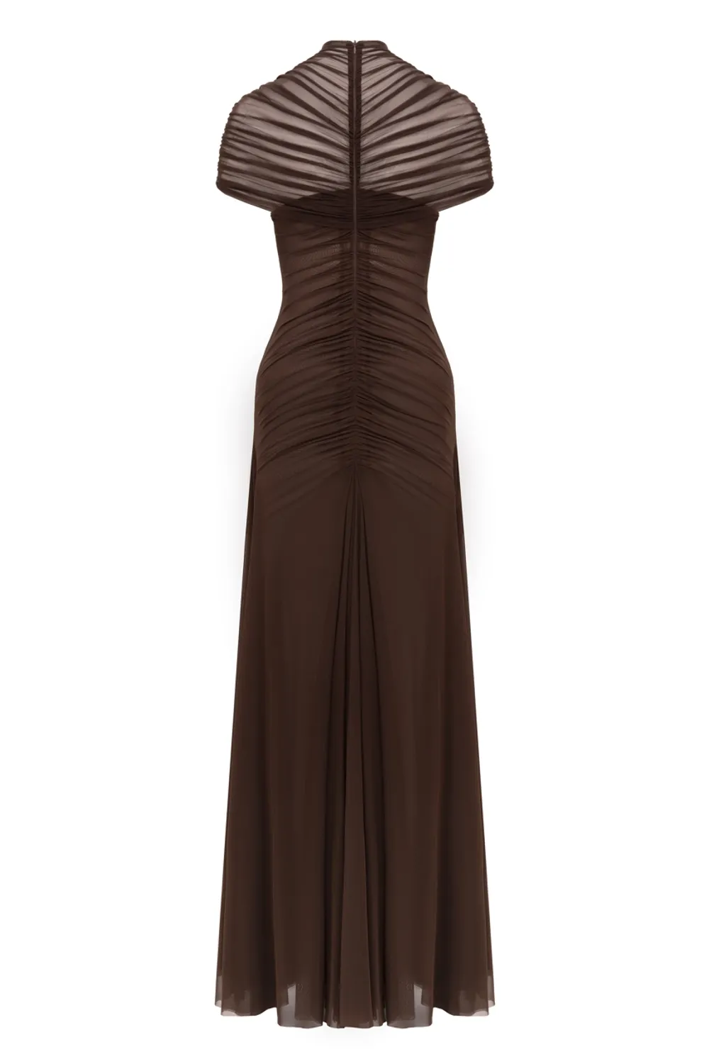 Mesh Ruched Cut-Out Maxi Dress
