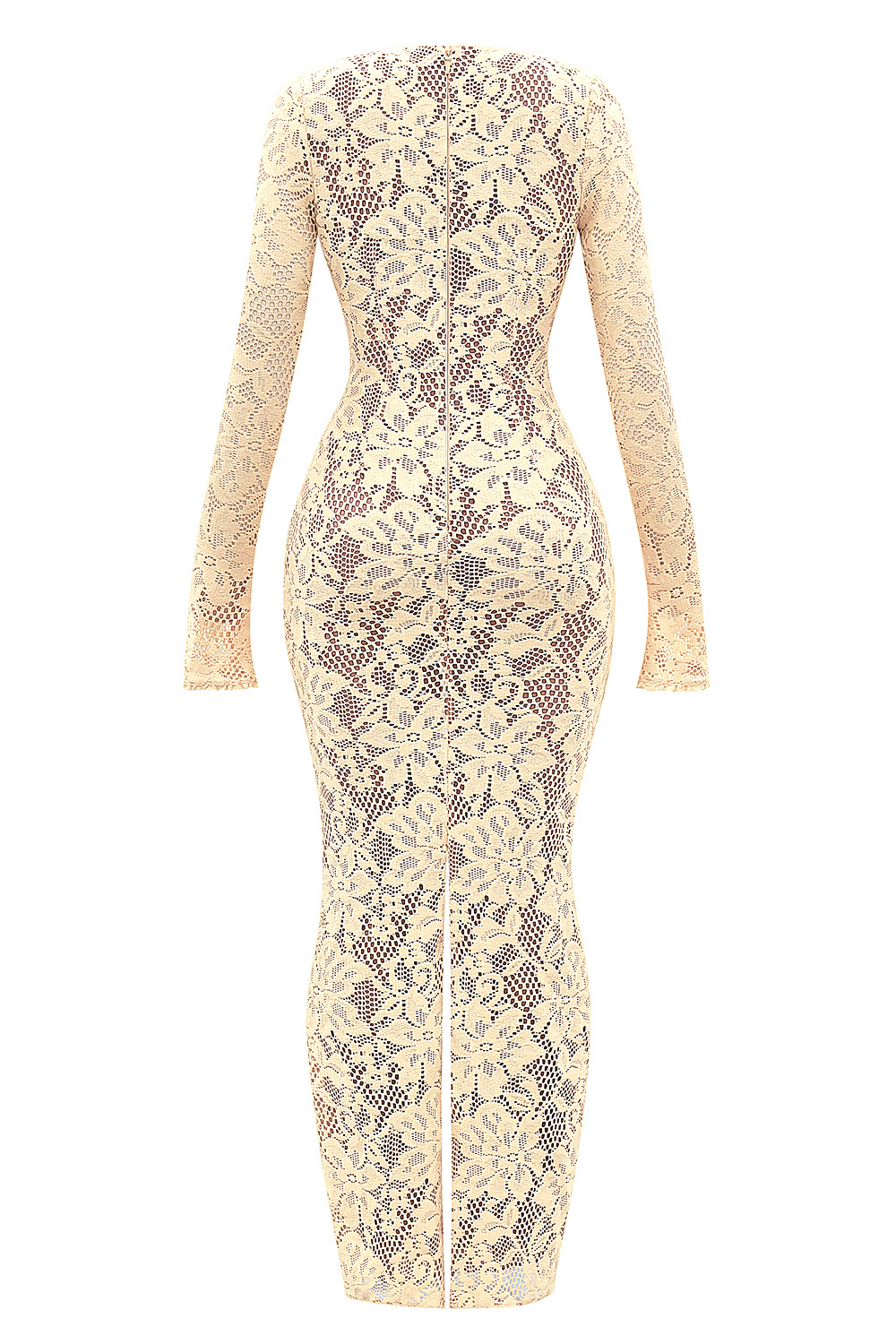 Long Sleeve Lace V-Neck Maxi Dress