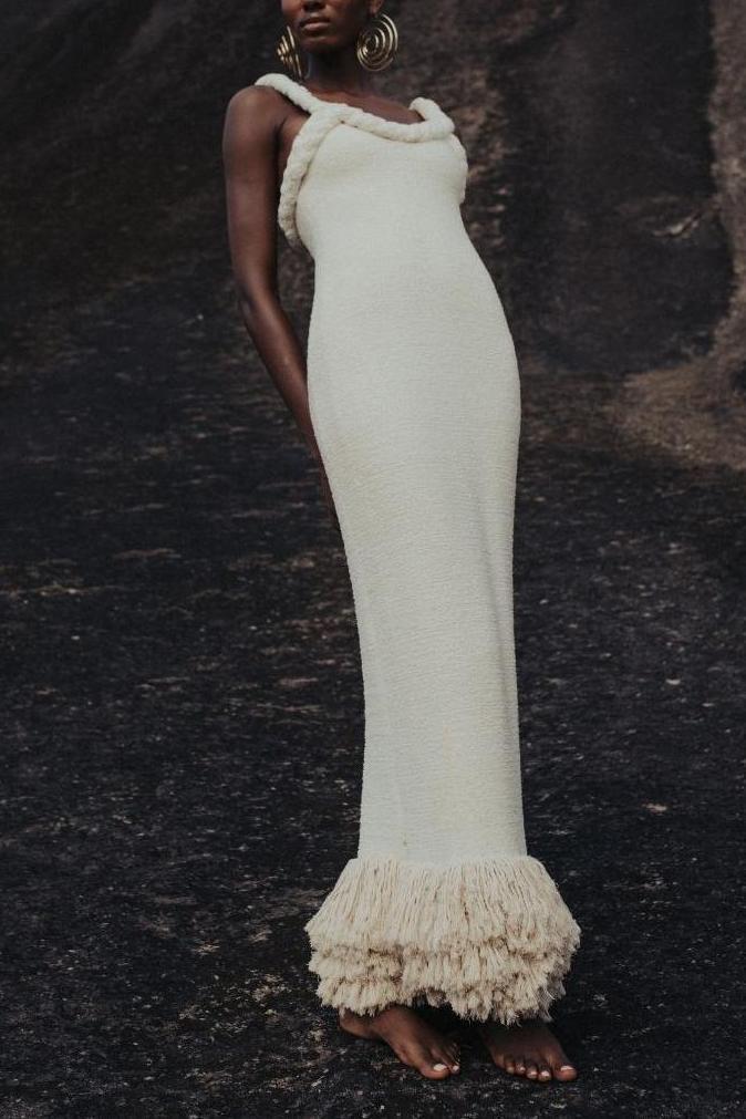 Decorative Rope Tassel Sleeveless Maxi Dress