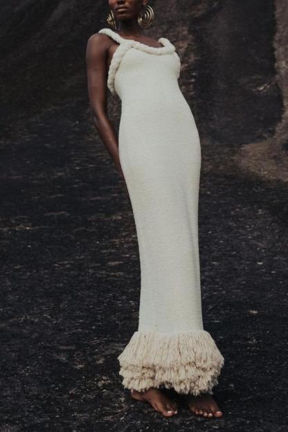Decorative Rope Tassel Sleeveless Maxi Dress