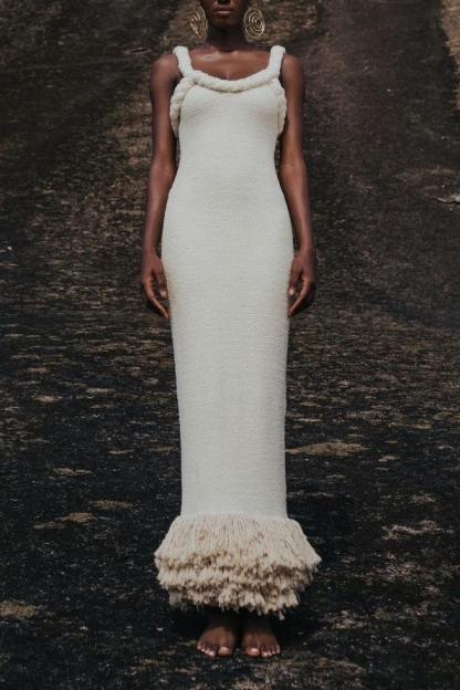 Decorative Rope Tassel Sleeveless Maxi Dress