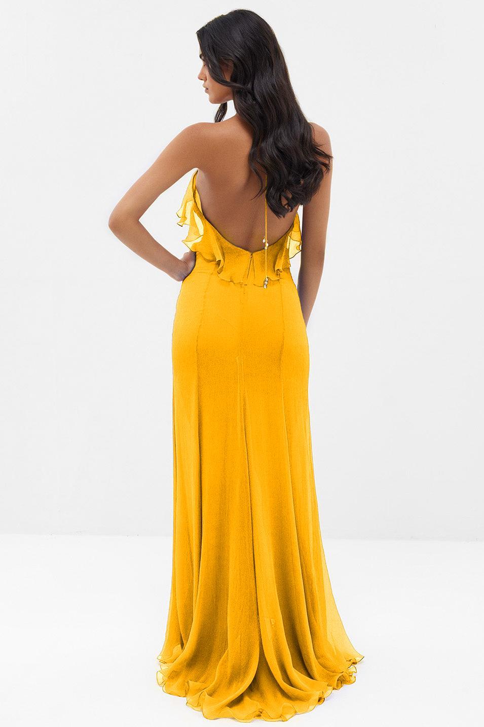 Chiffon Cut-Out Frill Maxi Dress