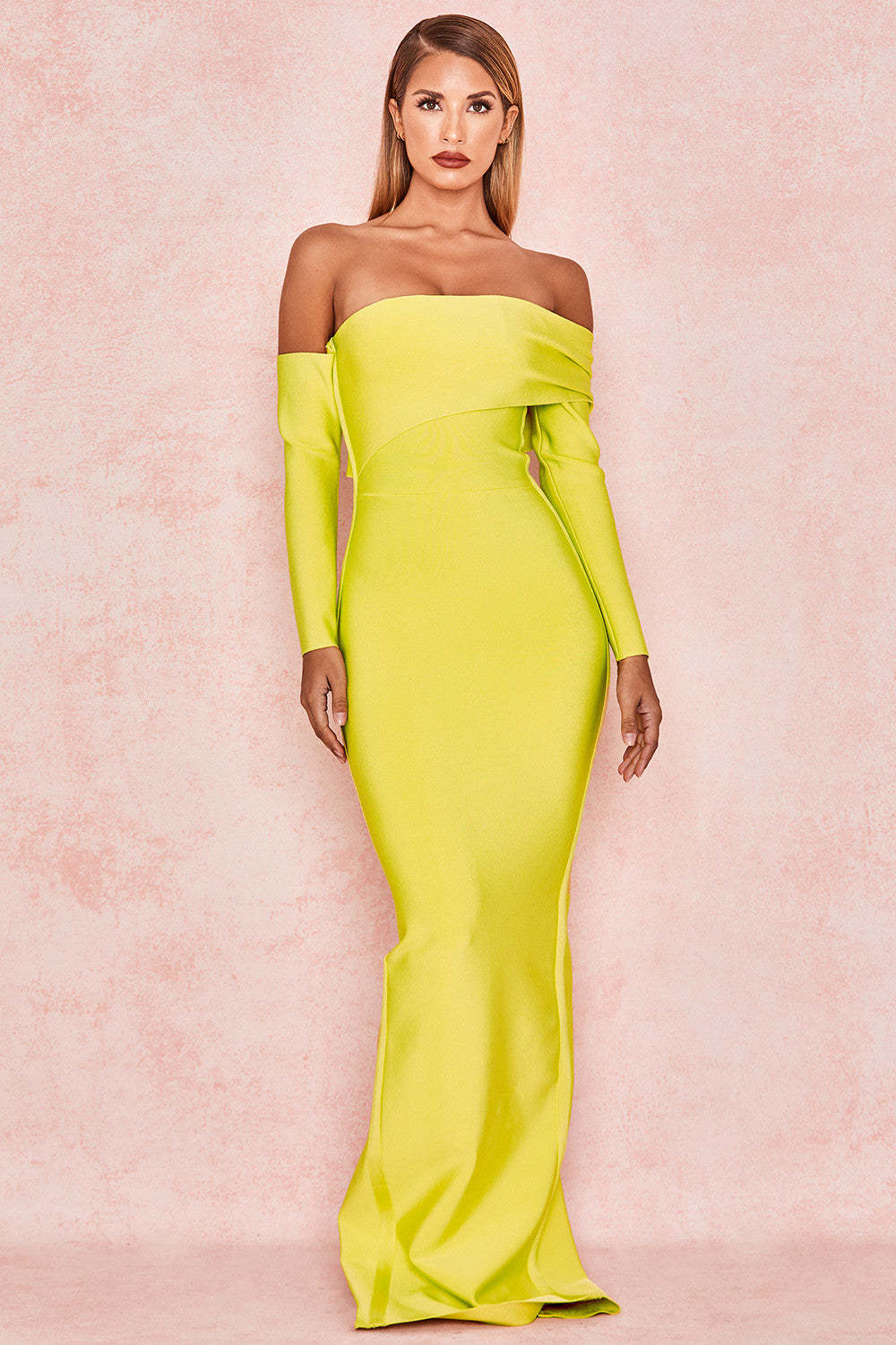 Bandage Off-Shoulder Long Sleeve Maxi Dress