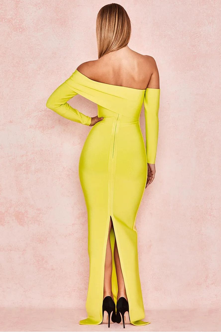 Bandage Off-Shoulder Long Sleeve Maxi Dress