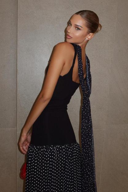 Polka Dot Square Collar Sleeveless Maxi Dress