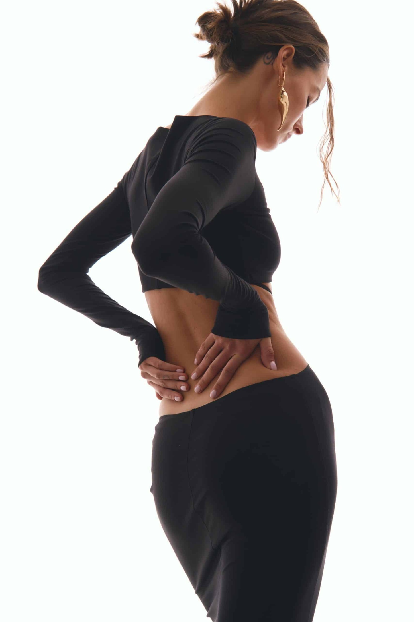 Solid Long Sleeve Cut-Out Maxi Dress