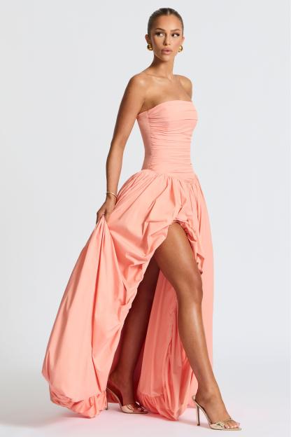 Solid Off-Shoulder Lace-Up Maxi Dress