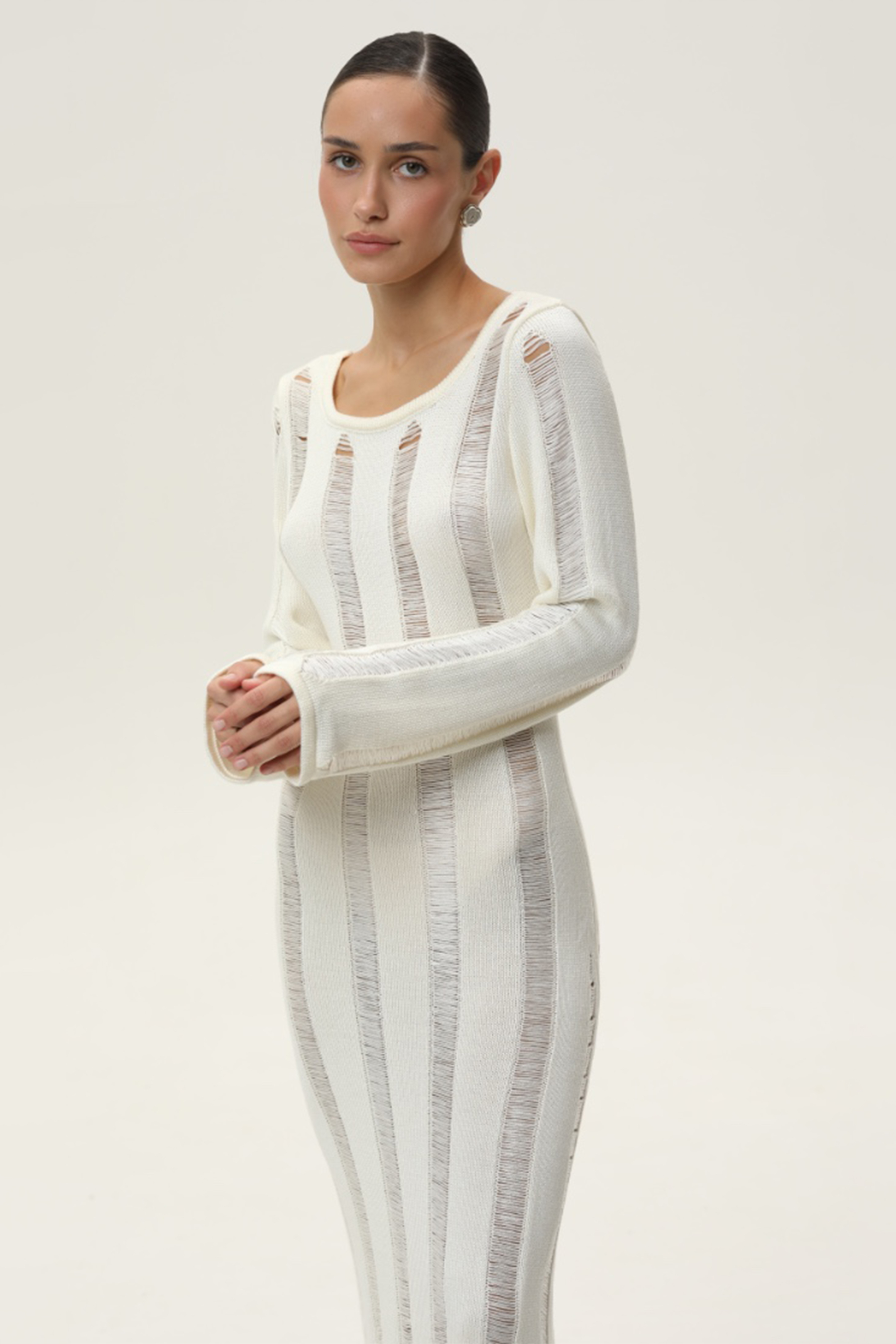 Knit Long Sleeve Backless Maxi Dress