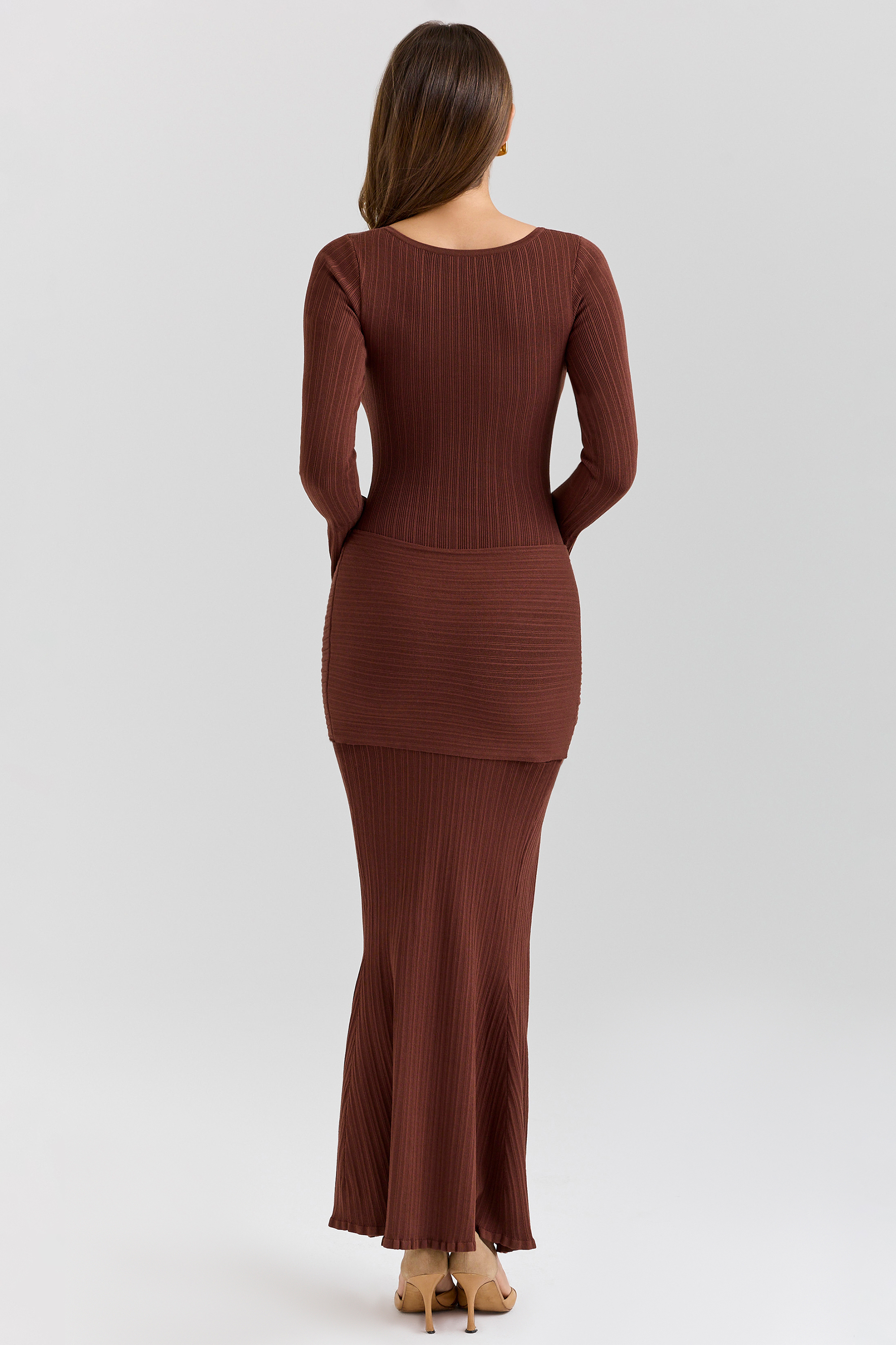 Knotted Long Sleeve Slit Maxi Dress
