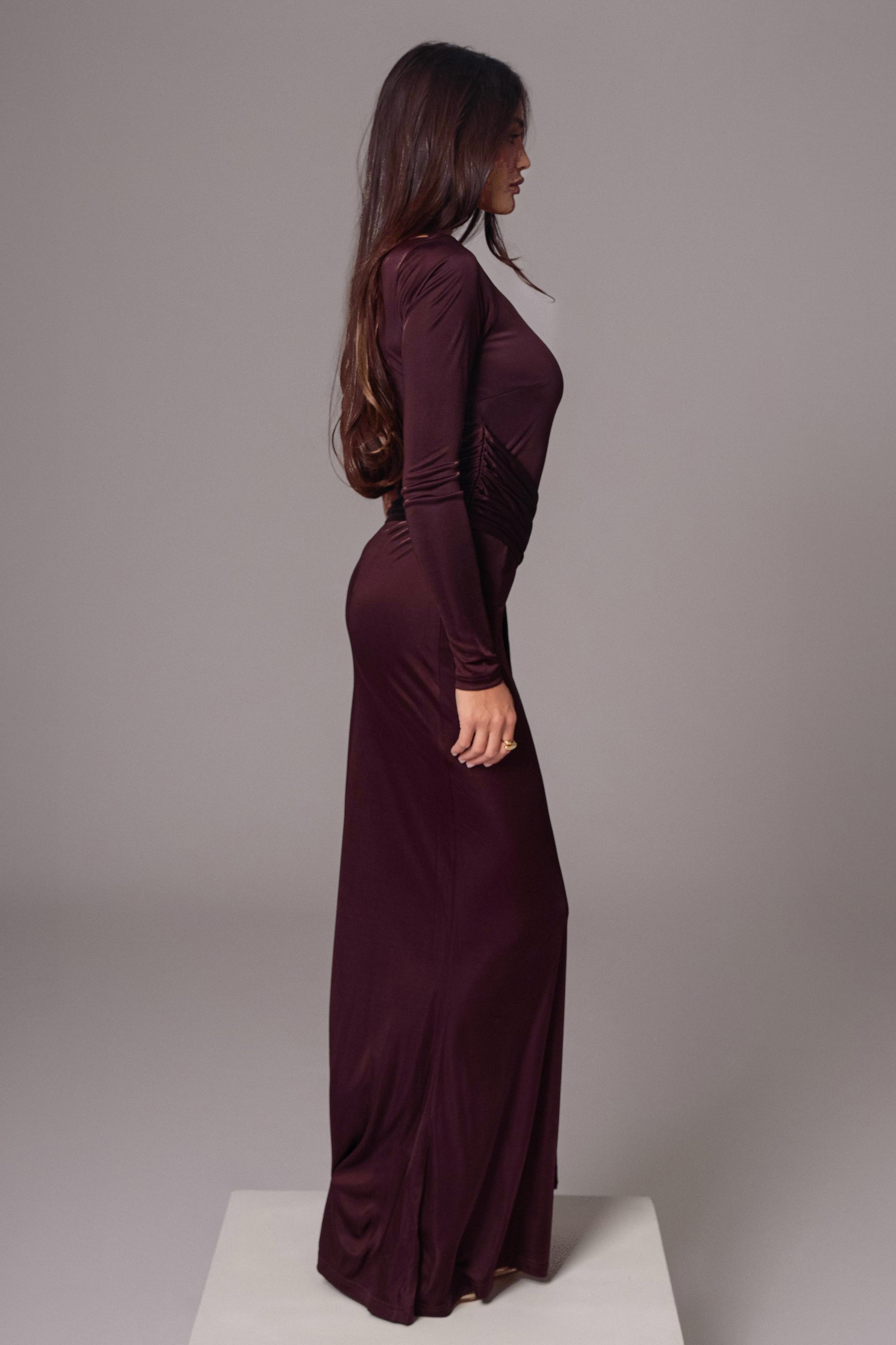Solid One Shoulder Slit Maxi Dress