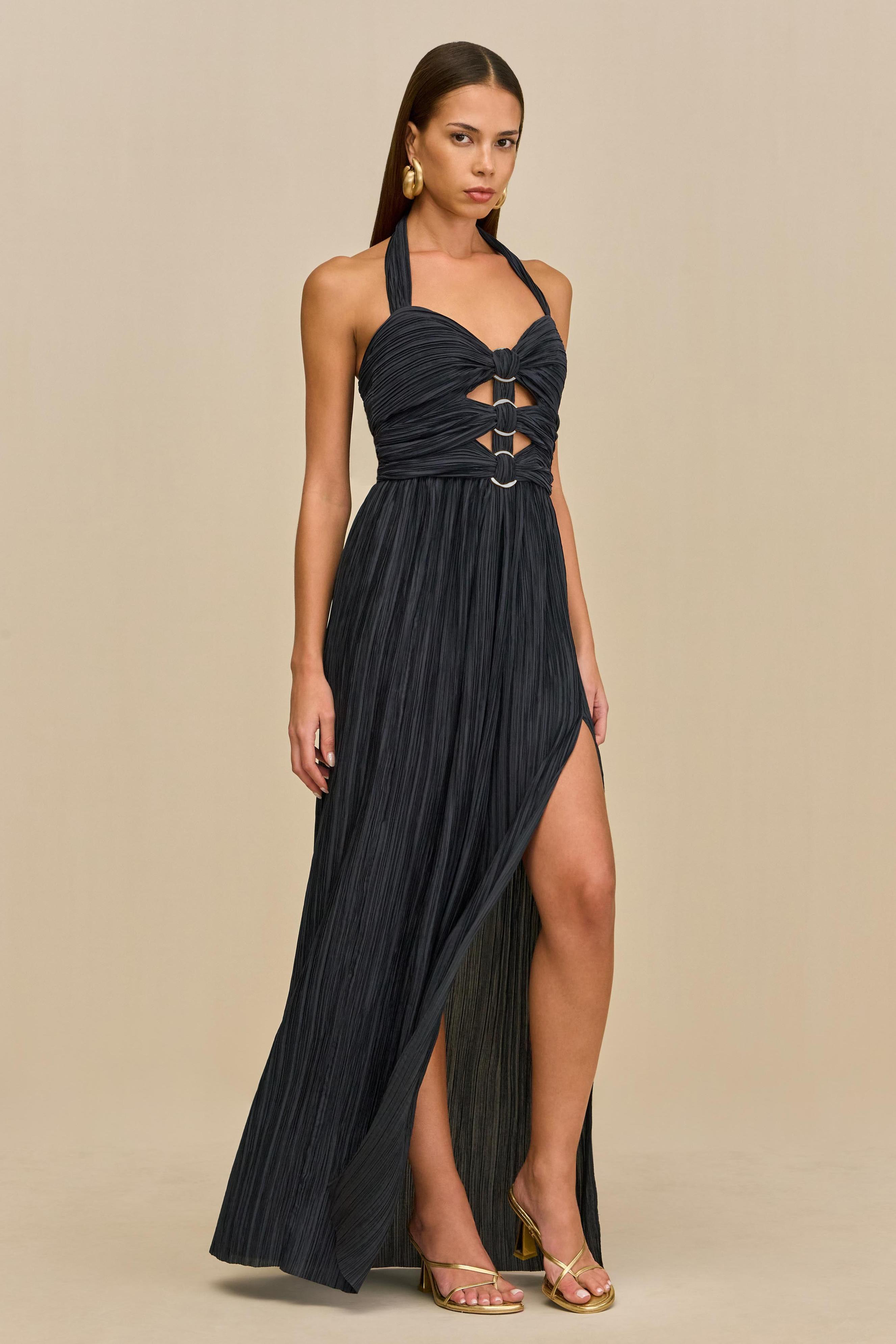 Luxury Halter Neck Cut-Out Maxi Dress