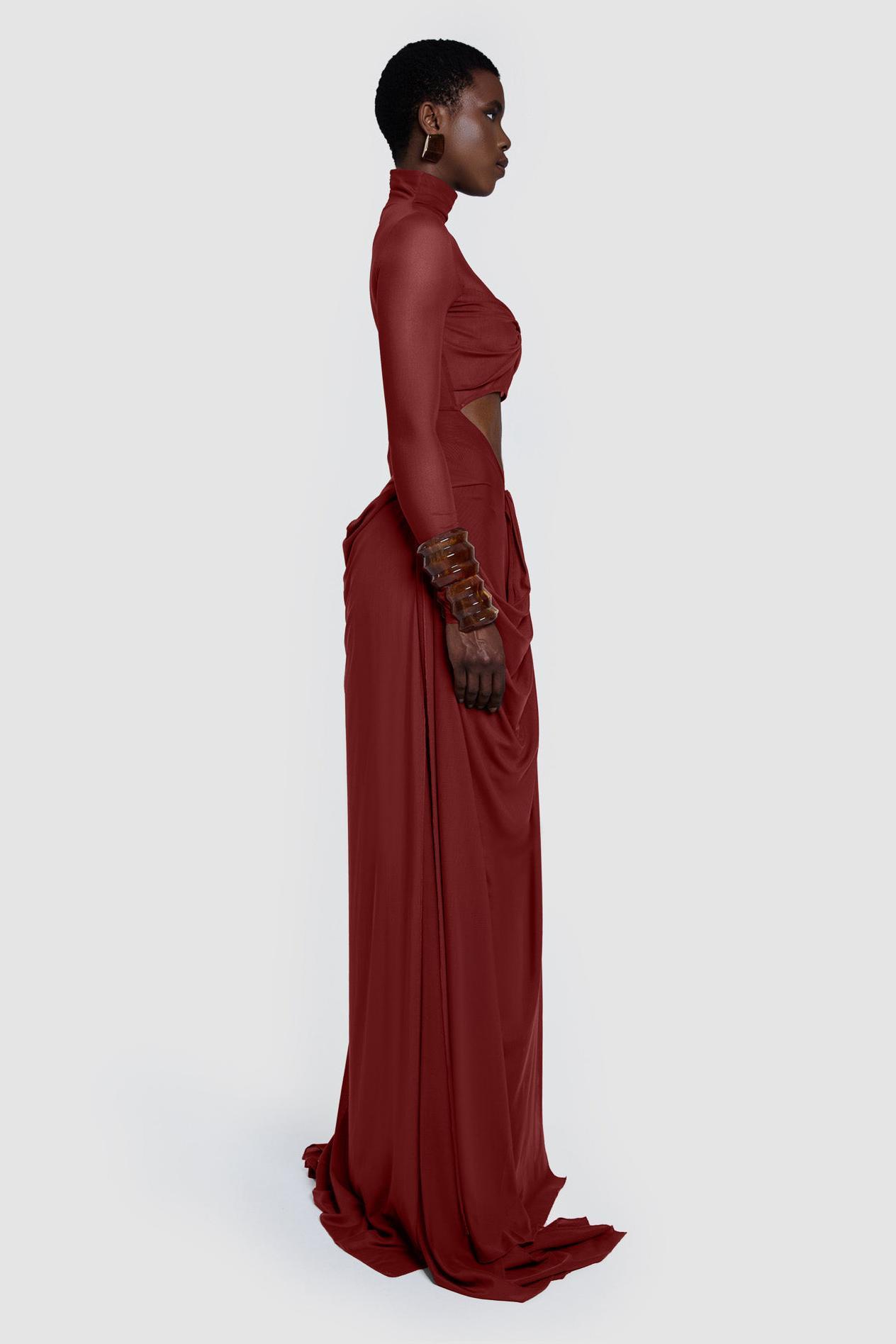 Solid Cut-Out Bow Maxi Dress