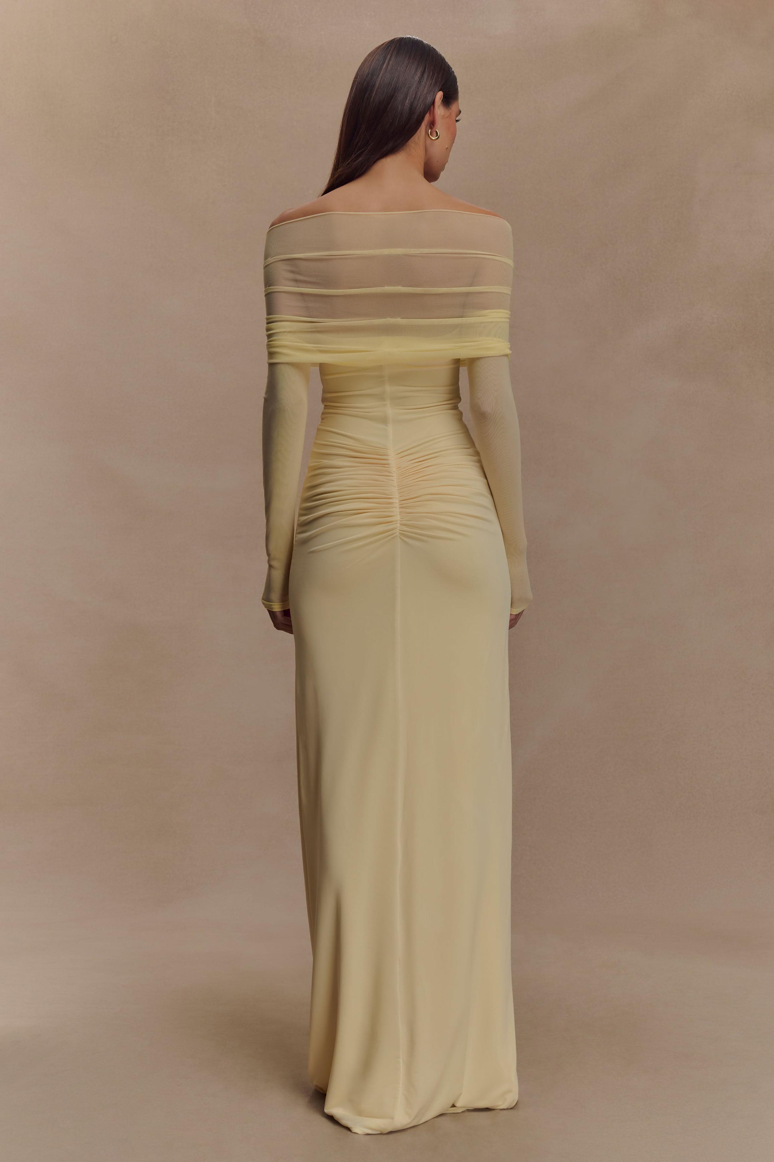 Mesh Cut-Out Off-Shoulder Midi Dress