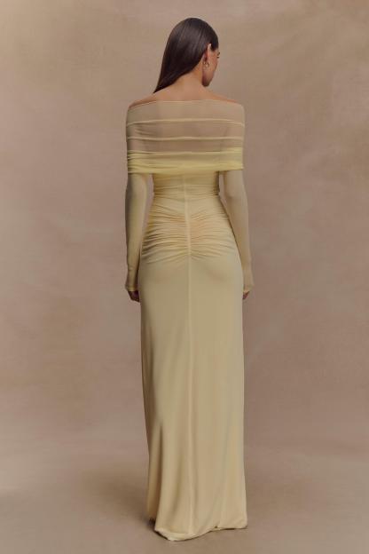 Mesh Cut-Out Off-Shoulder Midi Dress