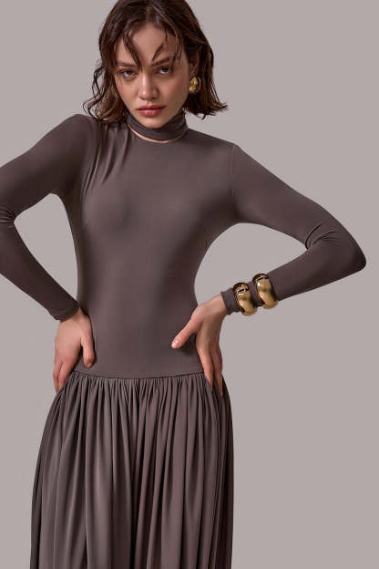 Solid Long Sleeve Slit Jumpsuit