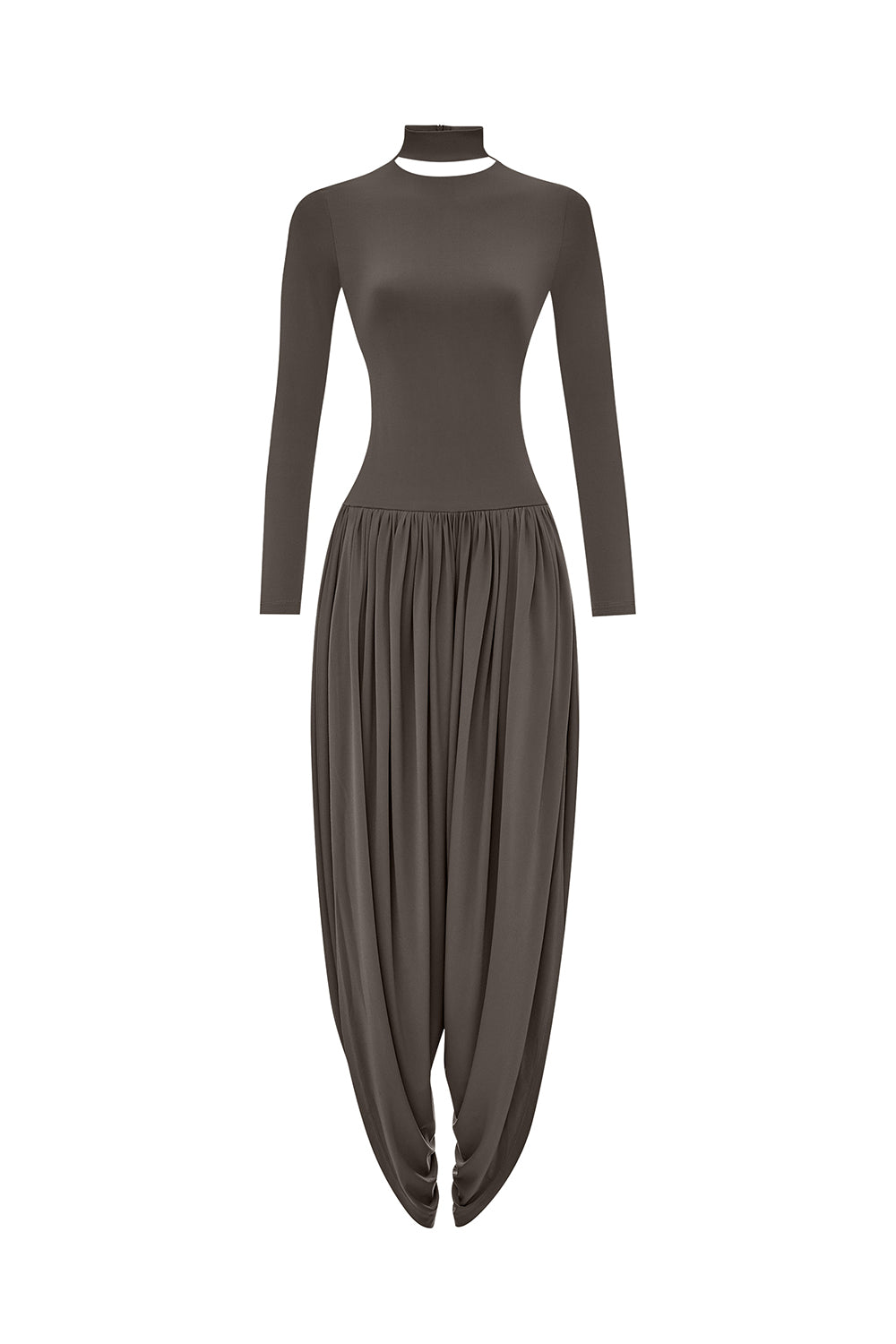 Solid Long Sleeve Slit Jumpsuit