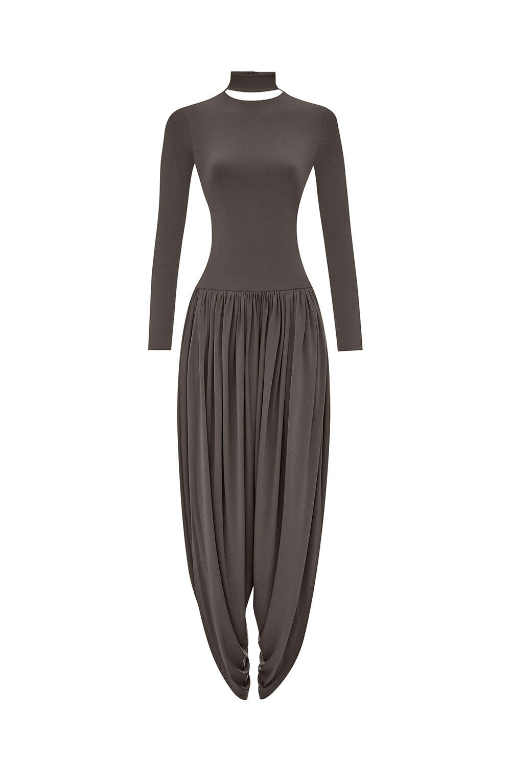 Solid Long Sleeve Slit Jumpsuit