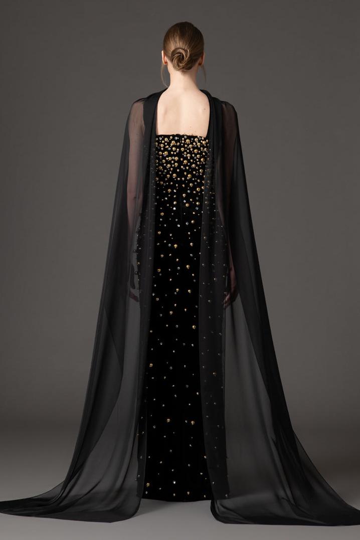 Bandage Rivet Off-Shoulder Midi Dress With Cape