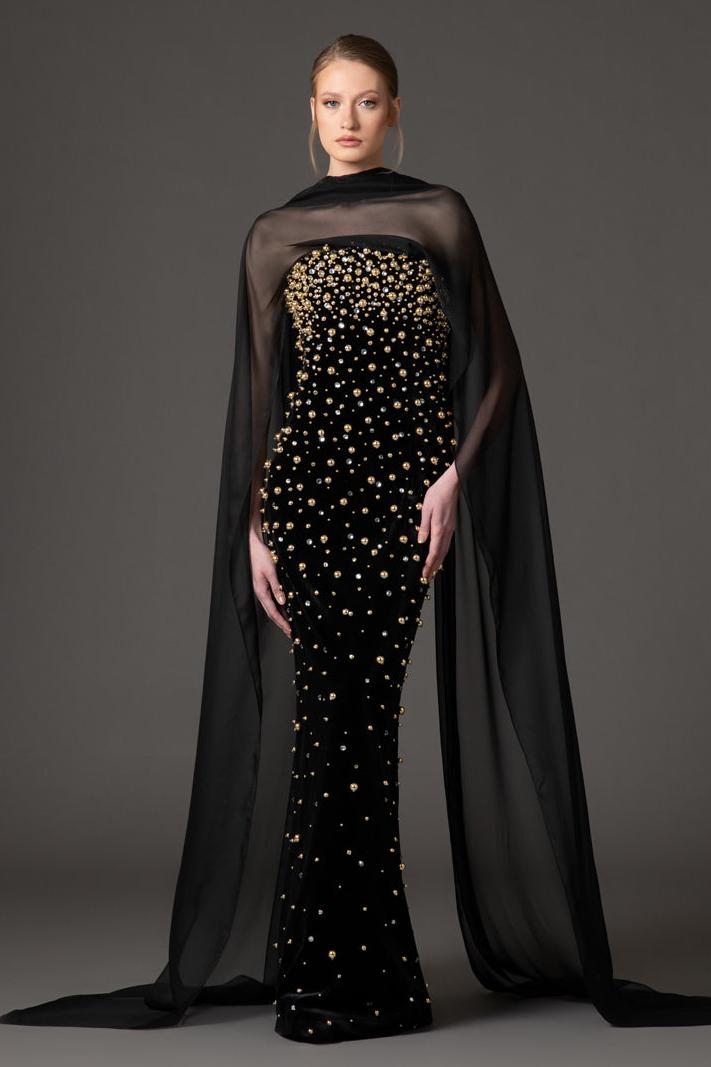 Bandage Rivet Off-Shoulder Midi Dress With Cape