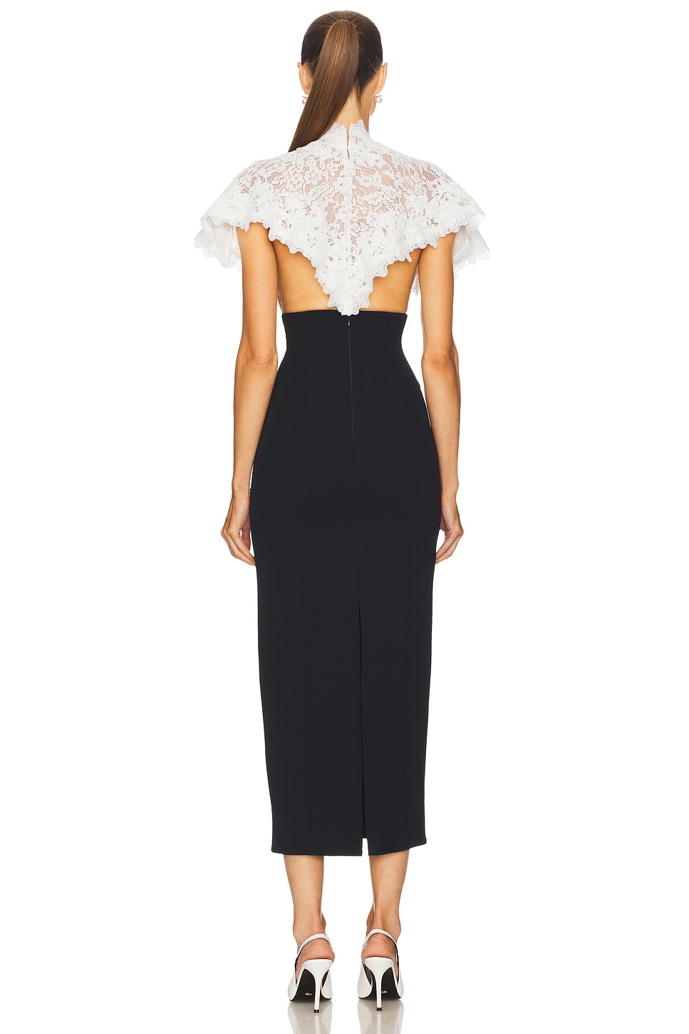 Slip Midi Dress With  Lace Cape