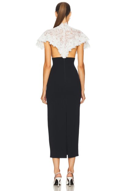 Slip Midi Dress With  Lace Cape