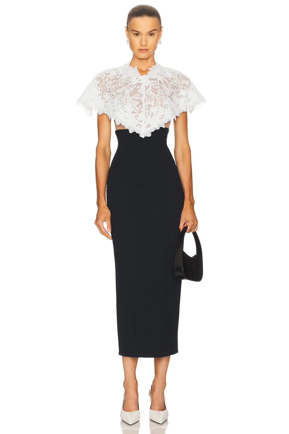 Slip Midi Dress With  Lace Cape