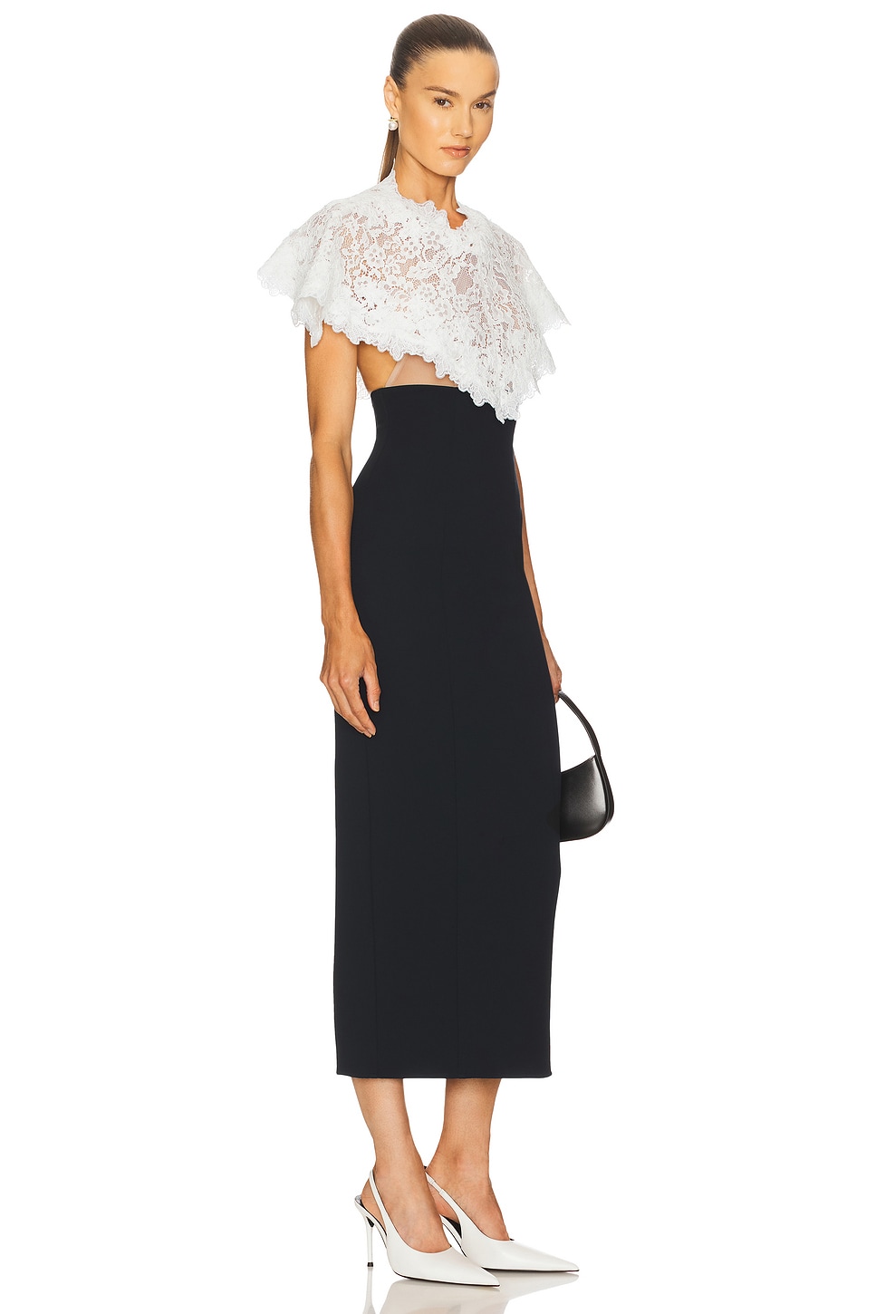 Slip Midi Dress With  Lace Cape