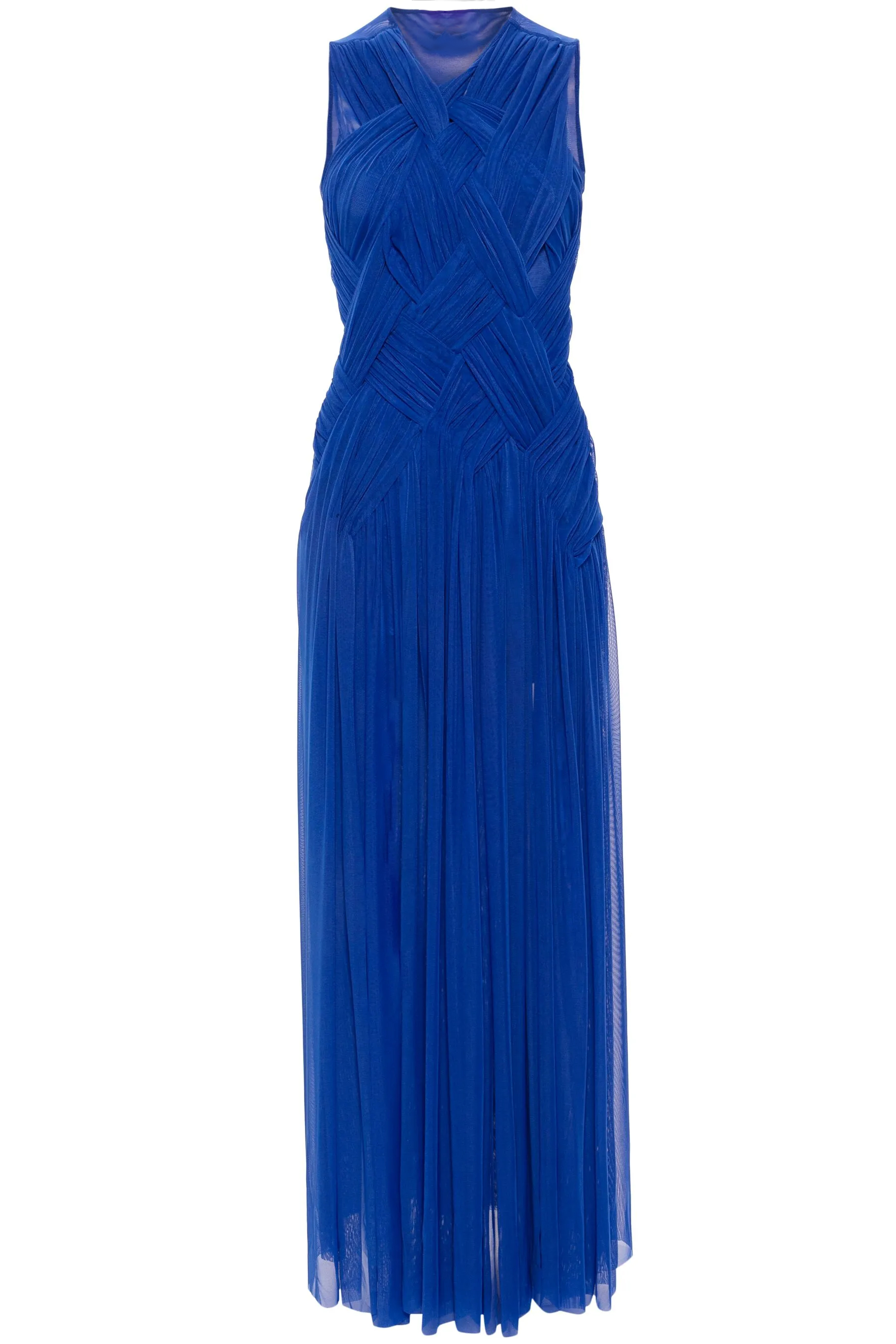 Mesh Woven Slit Maxi Dress