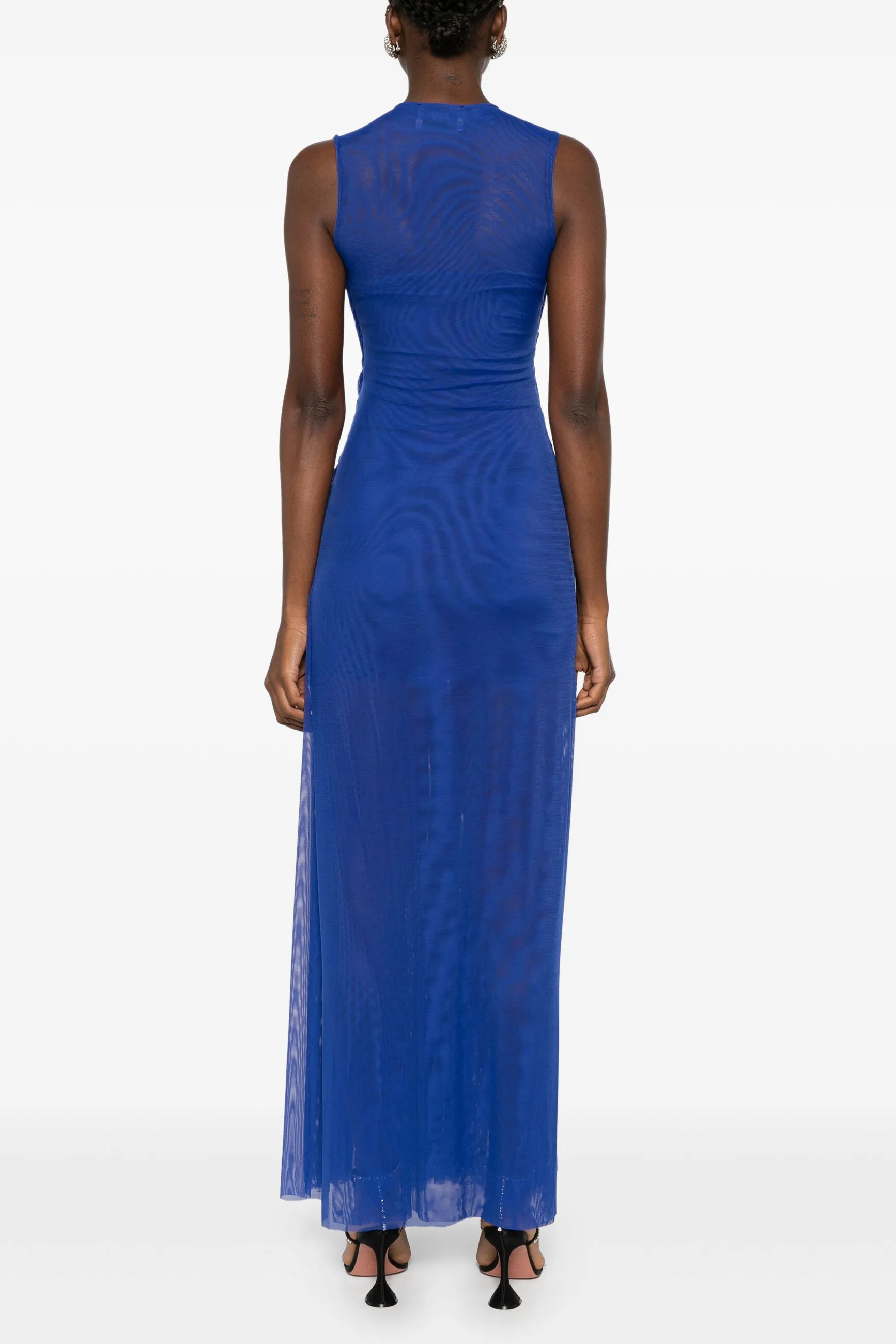 Mesh Woven Slit Maxi Dress